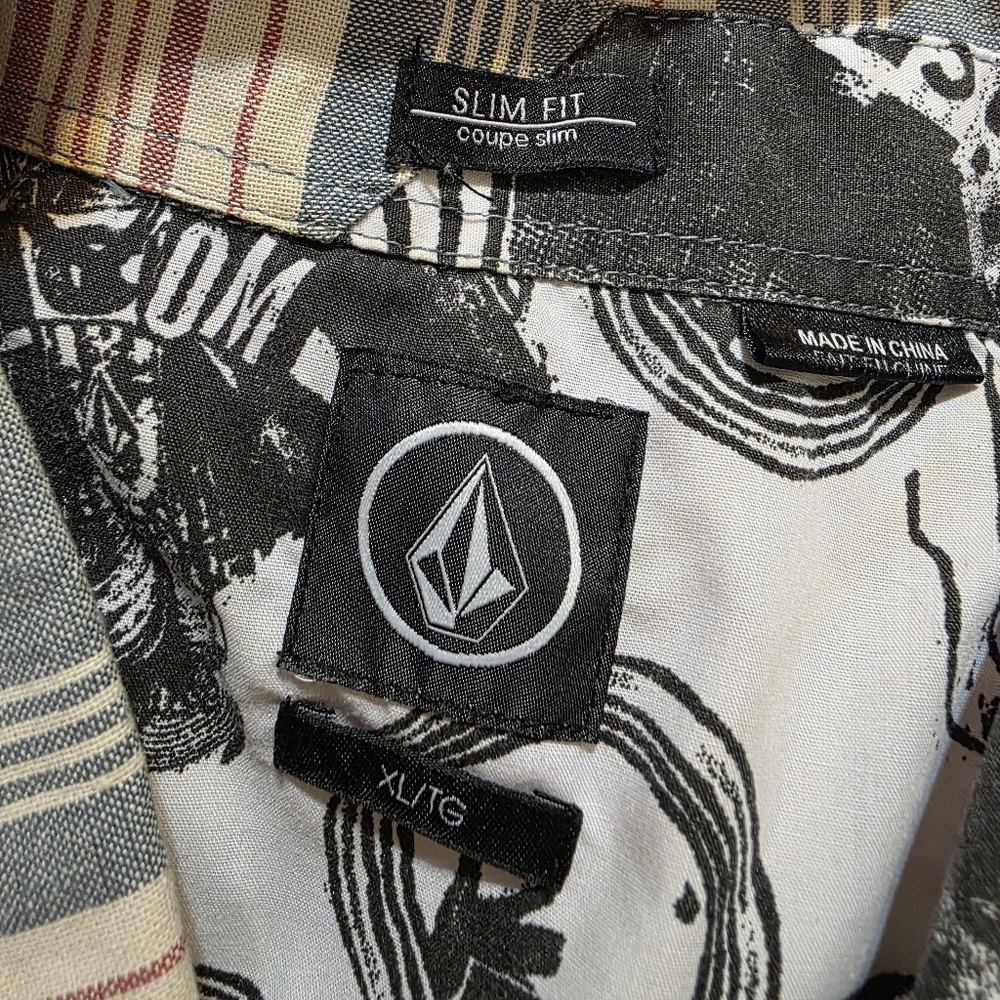 Volcom Multicolor Striped Button Down Shirt - image 4